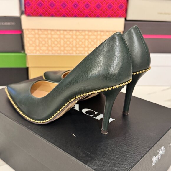 Like New Coach Waverly Pump with Beadchain Amazon Green - Picture 4 of 13